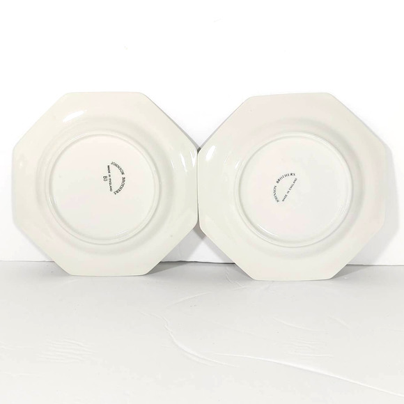 Johnson Brothers Made in England B3 Octagonal White Two Small Plates Dish 6" - Picture 2 of 5